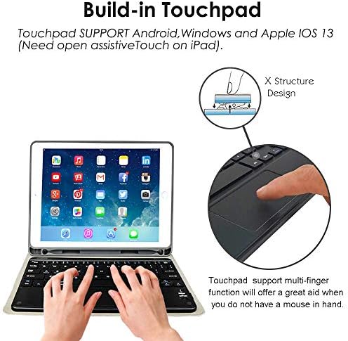 eoso touchpad тастатура случај За Таблети, 2-во-1 Bluetooth Безжична Тастатура со Touchpad &засилувач; Кожа Фолио Покритие