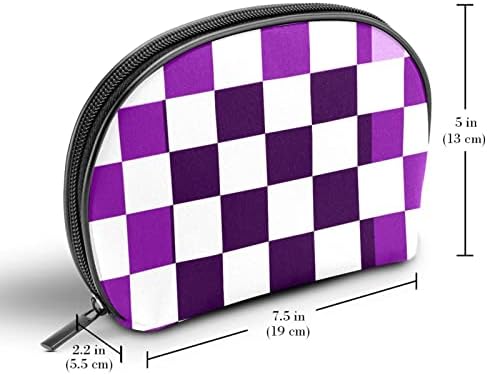ГЕРОТКР Торба За Шминка, Торба За Шминка, Патна Тоалетна Торба За Жени, Мала Торба За Шминка, Шаховска Табла Виолетова Карирана