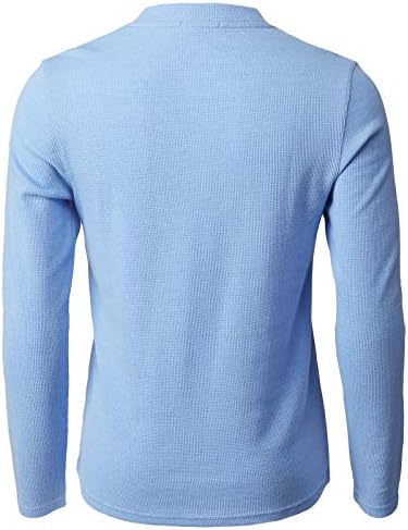 H2H MANSECATION SINCE SLIM FIM FIT HENLEY памучни кошули со долги ракави со лесен вафл ткаенина