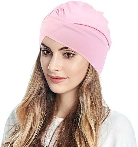 Модна турбанска капа за жени цврста боја завиткана коса еластична капа лесна истегнување на карциномски капаци за глава за рак