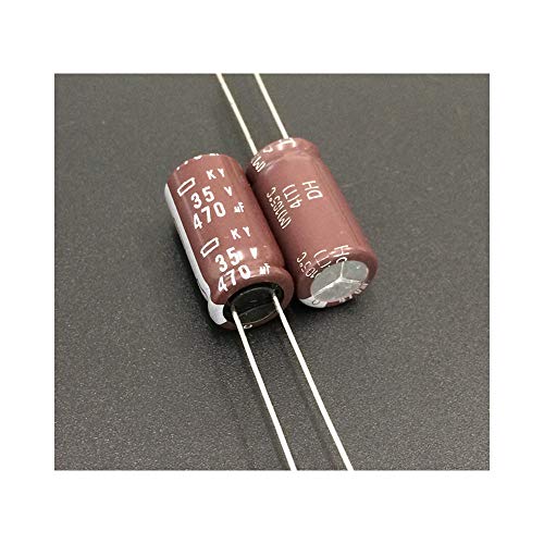 100 парчиња 470UF 35V Nippon NCC KY Series 10x20mm ниска импеданса долг живот 35V470UF алуминиум електролитски кондензатор