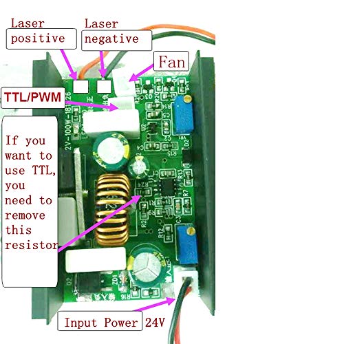 Nubm08 445-525nm Сина зелена ласерска возач 24V Зголемување 36V 3A постојан струја на постојан напон на напон/TTL
