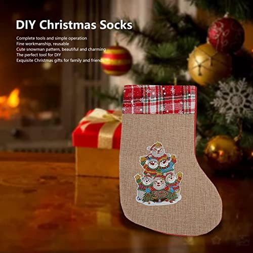 DIY Божиќно чорап, симпатична цртана шема на цртани филмови Божиќни чорапи, Божиќни чорапи, сликарство на Rhinestone за DIY занаетчиски декор,