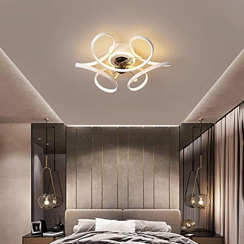 USMJQVZ LED спална соба Невидлив вентилатор модерен вентилатор на таванот со лесен домашен таванот Флеш монтиран вентилатор со далечински
