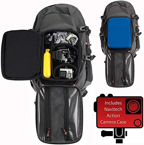 Ранец на ранец на фотоапаратот на Navitech и сино складирање со интегрирана лента за градите - компатибилен со акционата камера на Yolansin 4K