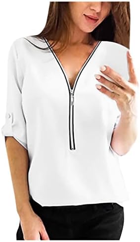 Девојки со долг ракав 2023 шифон Повратен обичен обична блуза маичка лето есен блуза за жени 1б 1б