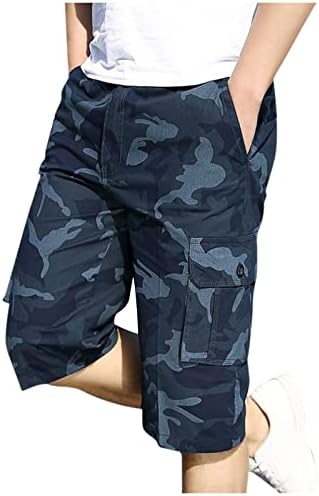 Менски шорцеви случајни, летни летни обични фитнес боди -билдинг печатени џебни спортски панталони панталони