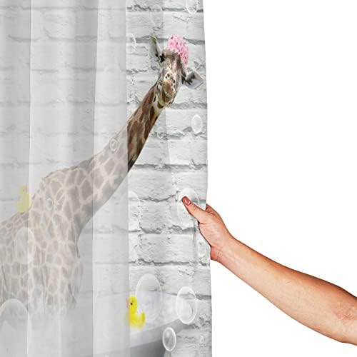 САЈИРУЛД Смешни Жирафа Туш Завеса Животински Водоотпорен Туш Завеса Со Пластични Куки 72х72 Инчи