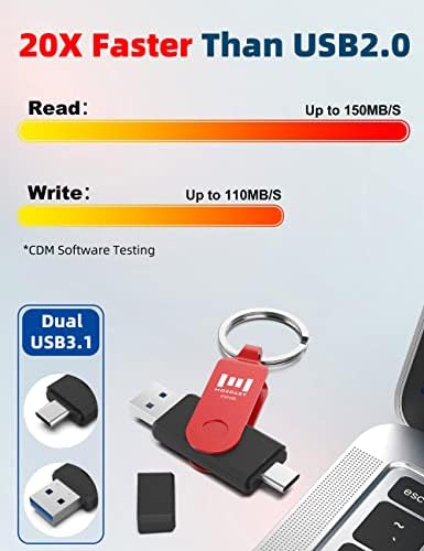 MOSDART 256GB USB C Двојна Флеш Диск СО LED Индикатор &засилувач; Привезок-2 во 1 OTG USB 3.0 Тип-C Палецот Диск Меморија Стап За Андроид Телефони,