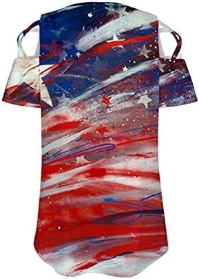 Патриотски кошули за жени во САД знаме лето кратки ракави на маици о-вратот starsвезди со шарени лабави вклопени лежерни маички за забава