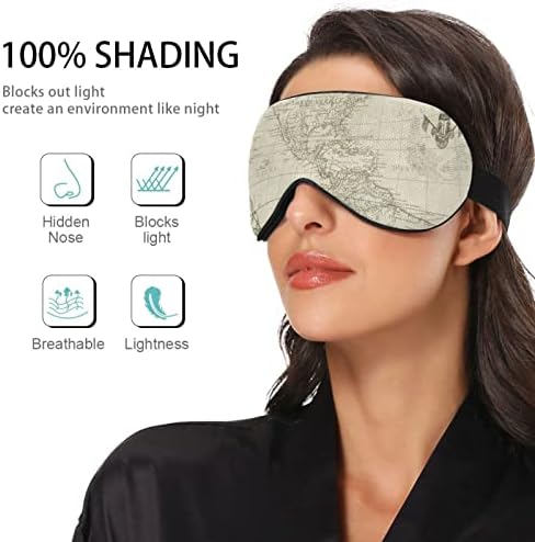 Unisex Sleep Eye Mask Vintage-World-Map-Travel ноќ за спиење маска удобно покритие за сенка на очите