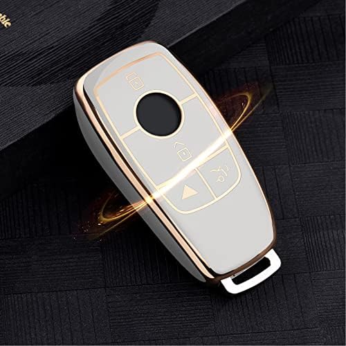 Cover Samorino Key Fob за Mercedes Benz, компатибилен со Mercedes Benz E Class, 2017 Up S Class, 2017 2018 W213 Premium Soft TPU 360 Stee целосна заштита од клуч за заштита на паметните клучеви FOB