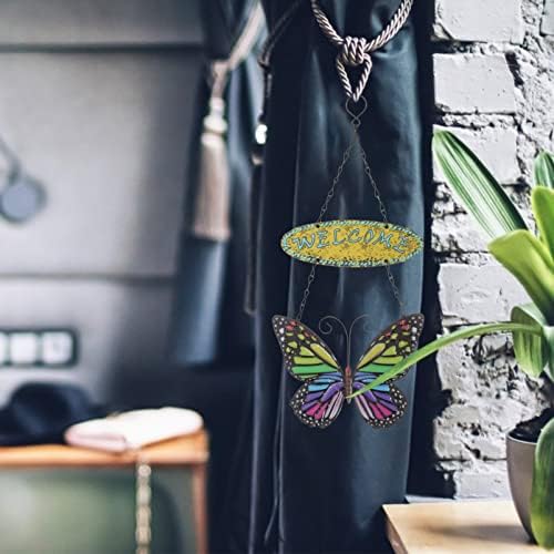 Декорации за знаци на кабилок, рустикални пеперутки декор висечки украс украс ограда пеперутки-форма на отворено венец или скулптура плакета