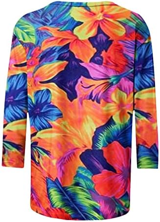 3/4 ракав облека мода екипаж памук памук графички салон лабава фит блуза кошула за дама лето лето есен дами wy wy