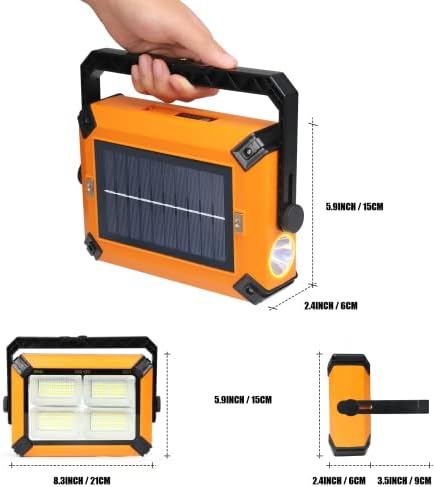 FitInHot LED работа соларна светлина преносна 10000mAh 10000 лумени за полнење на подот, светло за работно место со 360 ° за итни случаи, работилница, поправка на автомобили, камп