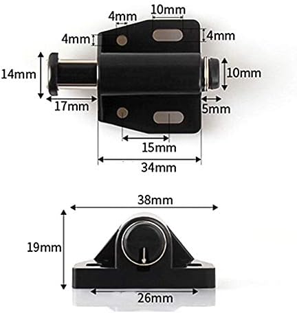 Магнетна брава на допир 12 парчиња тешки црни кабинети фиоки магнет фати за отворено ослободување на допир на магнетски притисок,