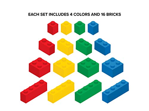 Сончеви Налепници Лего Инспирирани Градежни Блокови Ѕидни Налепници-Комплет Од 16 Отстранлива Ткаенина Детски Ѕидни Налепници, Основни