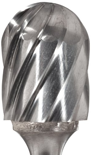 Bassett SC-1 Цилиндричен цврст карбид бур, неоткриен финиш, отпорен на затнување, единечен крој, радиус крај, 1/4 shank, 1/4 дијаметар на главата,