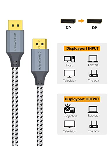 CableCreation 8K DisplayPort Cable [10 ft/3m], dp до DP кабел 1.4, поддршка 8K@60Hz, 4K@144Hz, 2K@165Hz Видео резолуција и HDR, сива
