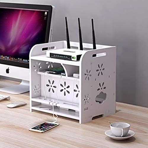 Кутија за складирање на рутерот, кутија за складирање на рутер WiFi Router Bracket Set-Top Sholf Заграда за ТВ додатоци WiFi Router TV Box