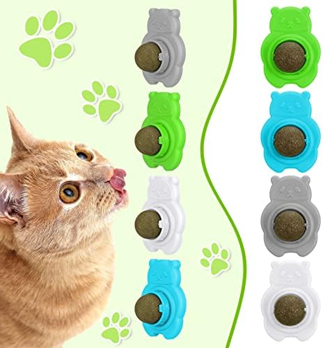 4 парчиња Играчки Од Коча Билка, 360° Ротирачки Топчиња За Лижење Мачки За Јадење, Здрава Топка Од Коча Билка, Играчка За Џвакање Мачки,