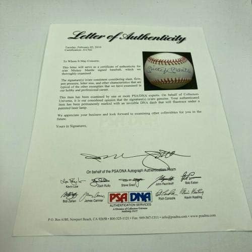 Мики Мантил &засилувач; Мухамед Sign Потпиша Американската Лига Бејзбол ПСА ДНК Коа-Автограм Бејзбол