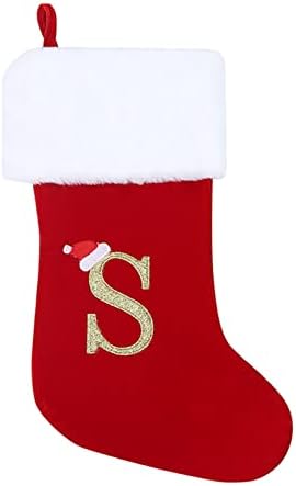 Монограм Божиќни чорапи Класична персонализирана декорација на порибување за семејни празнични празници Карактер Азбука Божиќни чорапи кристално деловни делови