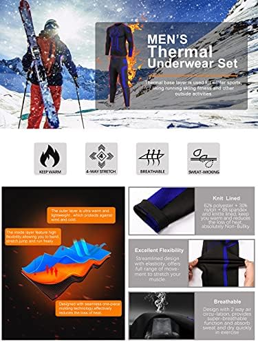 Сет за термички долна облека за мажи, зимски базен слој спорт долг nsонс врвен и долен костум Компресија на ладно временски услови за скијање за