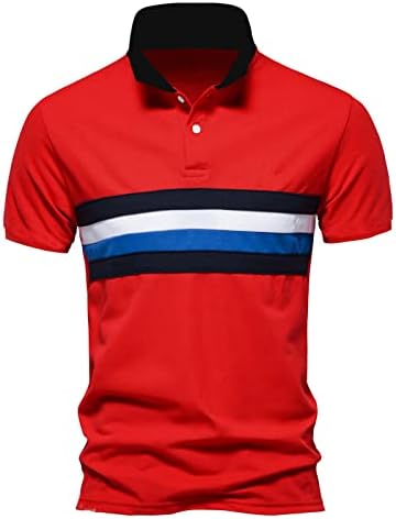Летни кошули за кратки ракави на ZDDO, летни кошули, шарени крпеници голф врвови на јака на јака, копче за вратот, тенис обична кошула