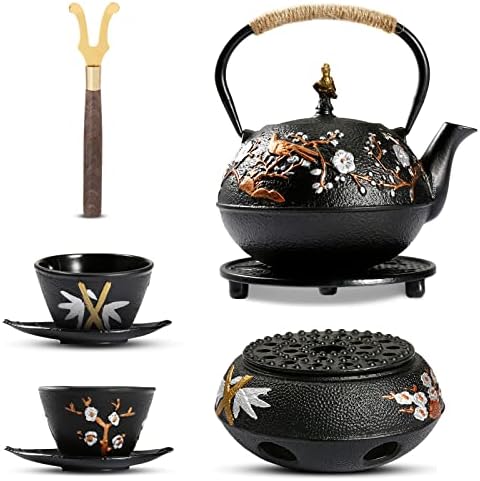 Дина-живеење од леано железо чајник со потопло 720мл/24,5oz Јапонски чајник со инфузер леано железо од чај од чај со 2 чаши