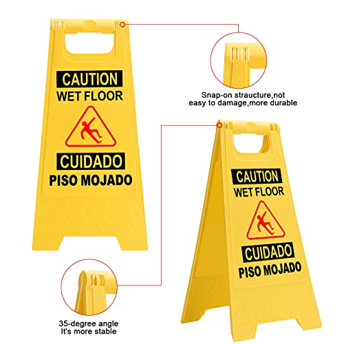 HistVision Yellow Turnuition Sign на влажното подни, знаци за безбедност на подот, 26 двојазично предупредување за предупредување и знак