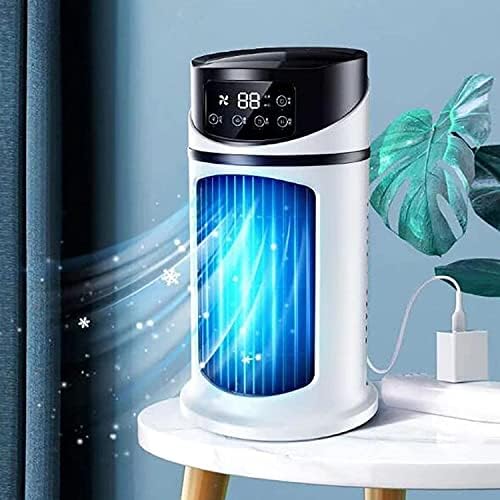 Auts Creative Tower Fan со светла, вентилатор без подлога на подот, USB полнач на ултра-тивк десктоп ладилник за ладилник, вертикален