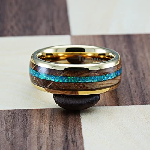 100-ти накит 14к злато волфрам прстени за мажи виски барел и зелена опална свадба ветување ветување за ангажман со големина 6-16