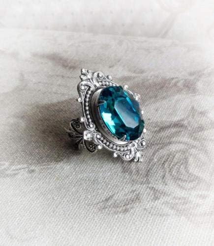 925 сребрен прстен Огромен сино топаз накит жени свадба роденденски подарок со големина 5-10