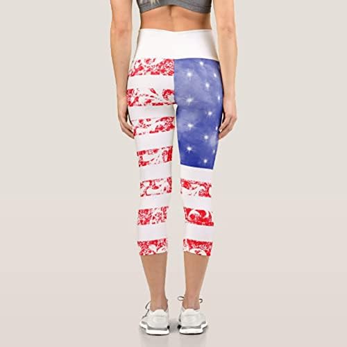 Хеланки со висок Струк За Жени 4 јули Без Проѕирна Атлетска Контрола На Стомакот Панталони За Вежбање Знаме НА САД