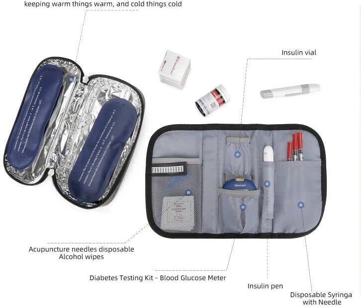 Семик инсулин ладилник за патувања за патувања со дијабетес изолиран Организатор Преносна торба за ладење за инсулински пенкало и лекови