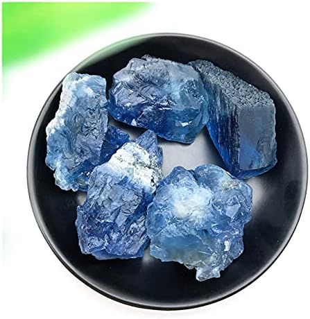 Seewudee AG216 1PC Природно сино флуорит кварц кристал суров камен груб реики лекување домашна декорација примерок природни камења и