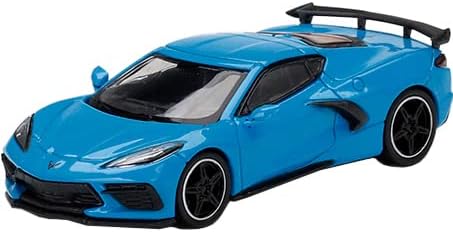 Минијатури за вистинска скала 2020 Chevy Corvette C8 Stingray Rapid Blue Limited Edition на 3000 парчиња ширум светот 1/64 Diecast Model