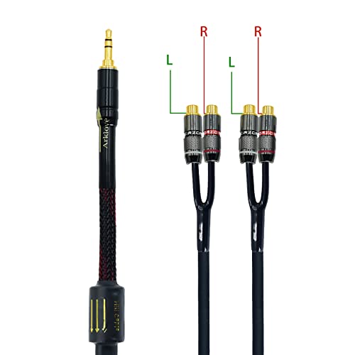 Arklove 1ft Заштитени 1/8 aux Влез 3.5 mm RCA Излез Сплитер Стерео Аудио Видео Кабел Од 3.5 Машки до 4 RCA Женски Во Двоен Звучник Кабел