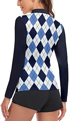 Sonevenенска женска голф кошула влага со долги ракави кошула половина зип пулвер атлетски