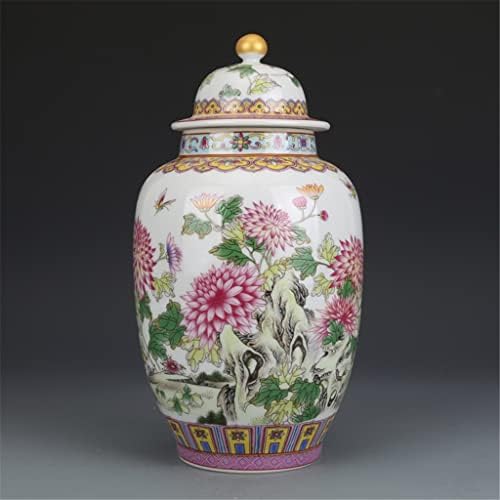 Yfqhdd емајл хризантема покриена сад чај тегла Античка колекција Антички Jingdezhen порцелански украси