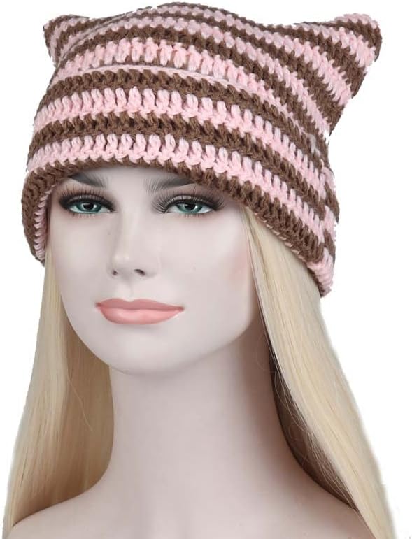 Women'sенски y2k гроздобер капчиња beanie симпатична beanie мачка beanie самовила гранџ beanie casual beanie alt додатоци за облека