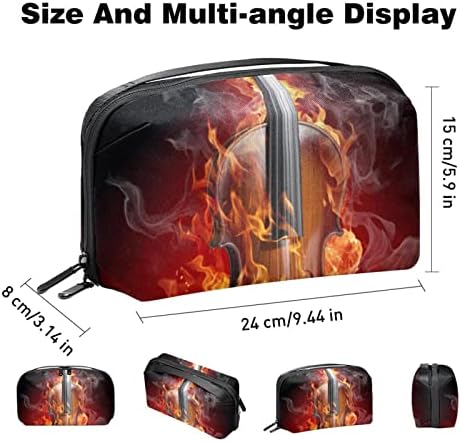 Организатор на електроника, Уметничка Огнена Гитара Мала Торба За Носење Кабел За Патување, Компактна Технолошка Торба За Електронски Додатоци,