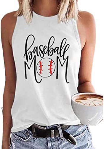 Мајка кошула за жени Бејзбол Денот на мајката, кошули за подароци, печати случајно екипаж, без ракави, врвови