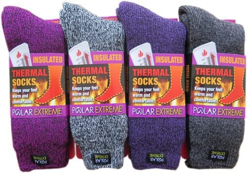 Поларен екстремен термички чорап Екстра тешки акрилни зимски зимски чорапи 4-пакувања бои, 9