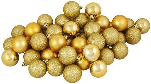 Кипокалор злато новогодишна топка украси Мини ShatterProof Satin Shiny и сјајни завршни сијалички Божиќни украси