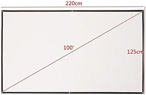 CXDTBH 100 инчи 16: 9 Преносен екран за проекција бел преносен преносен екран за проекција на ткаенина за домашен проектор за домашен проектор