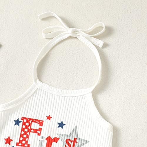 Сингкоко новороденче девојче 4 -ти јули Облека бебе Прва четвртина јули Флејт Пант Облека Американско знаме со каросерија на американско знаме