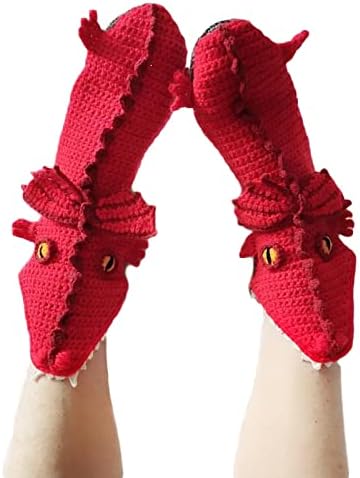 Уурорао симпатични плетени животински чорапи за жени мажи новини на ајкула во форма на крокодил чорапи зимски топол подни чорапи Божиќен