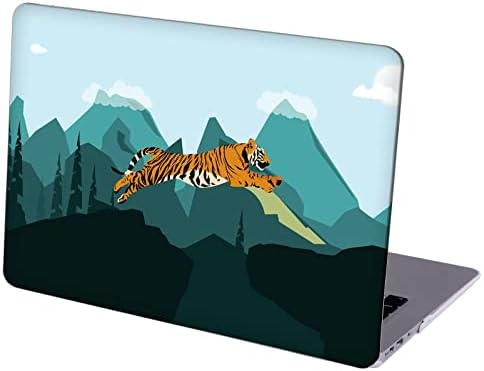 Случајот Mingdao компатибилен со MacBook Pro 14 инчи тврда заштитна обвивка со капакот на тастатурата - Скокање на тигар